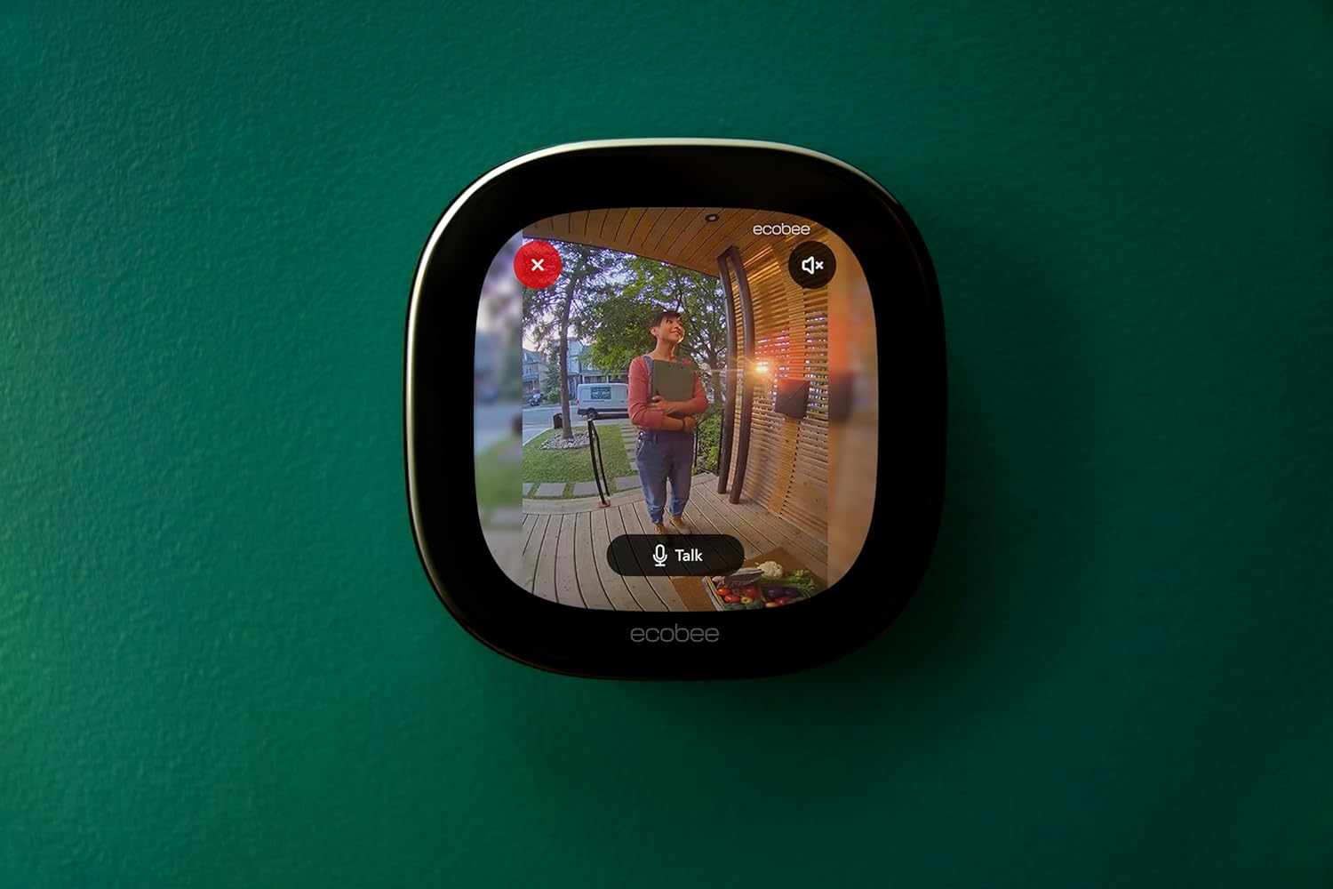 You're on camera via thermostat screen, complete with vertical field of view and smart sensing.