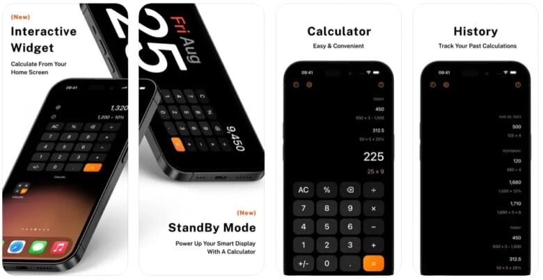 The Calcullo Home Screen widget can also be used in Standby Mode.