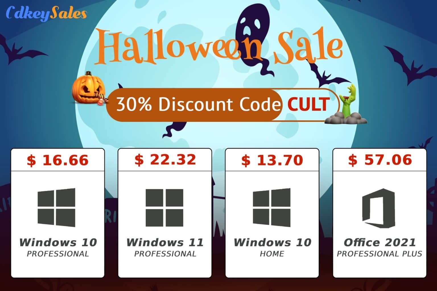 Scare up big savings on genuine Microsoft software. Just head to CdkeySales.com using these links. And don’t forget to enter promo code CULT to get extra savings.