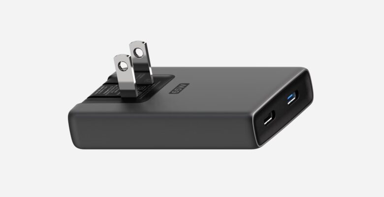 While the 35W adapter powers one device, the 65W adapter (pictured above) can top up two. 