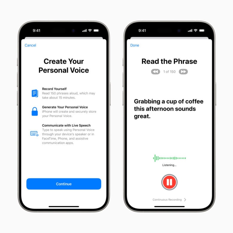 Personal Voice and Live Speech features in iOS 17