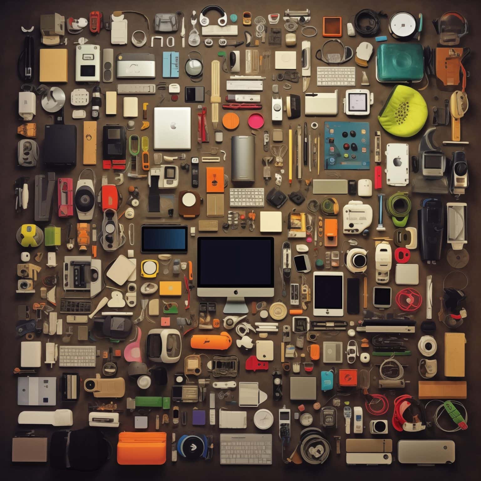 AI-generated image of Apple products and accessories.
