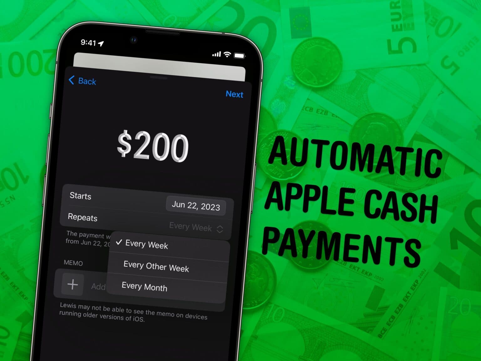 Automatic Apple Cash Payments