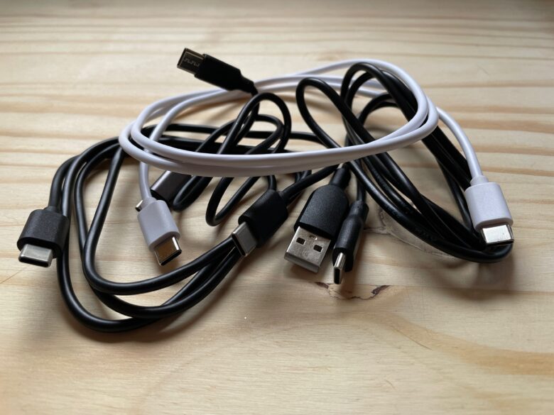 A pile of USB-C cables
