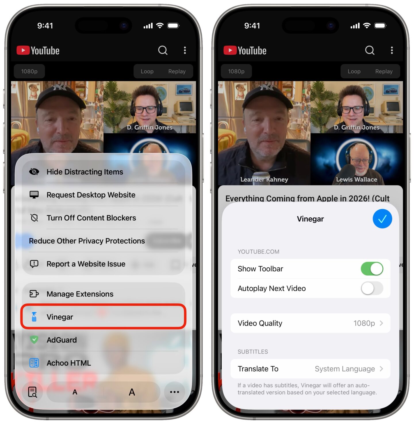 Vinegar Settings Vinegar settings