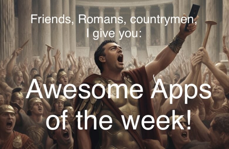 AI generated image of a Roman emperor holding up an iPhone.