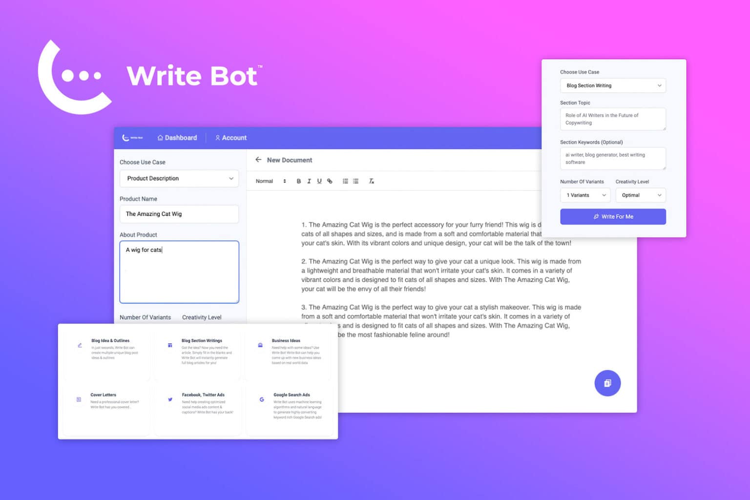 Gift someone Write Bot™ and help them generate content faster than ever for only $20.