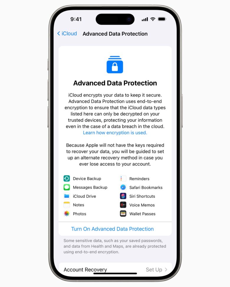 Advanced Data Protection of iCloud