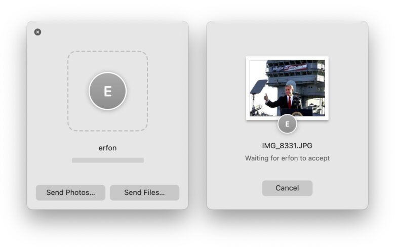 Sending Files on Blip Sending a file on Blip (JPG of George Bush "Mission Accomplished")