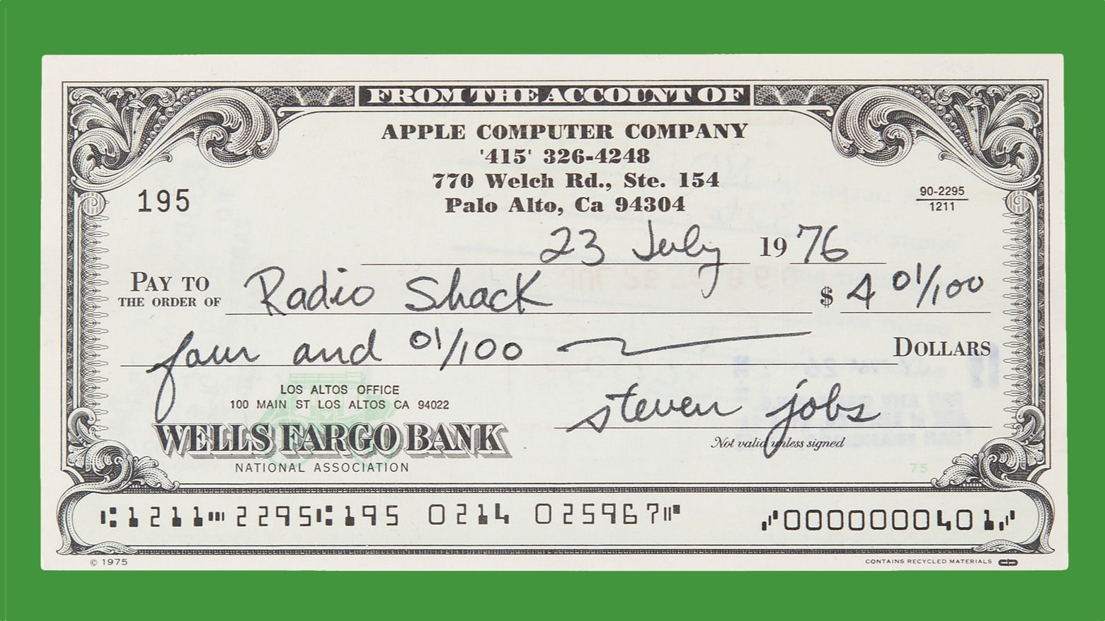 $4 Steve Jobs check sells for $46,000 [Updated]
