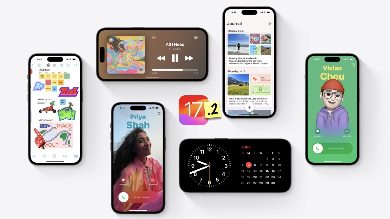 iOS 17 promotion artwork with a sticky note that says