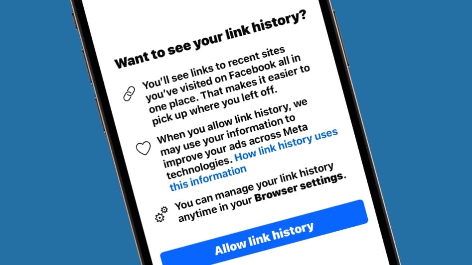 Facebook link history in iPhone app
