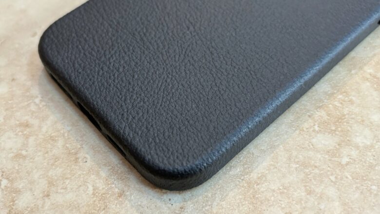 You can see the peeled texture of the OtterBox cactus leather iPhone case.