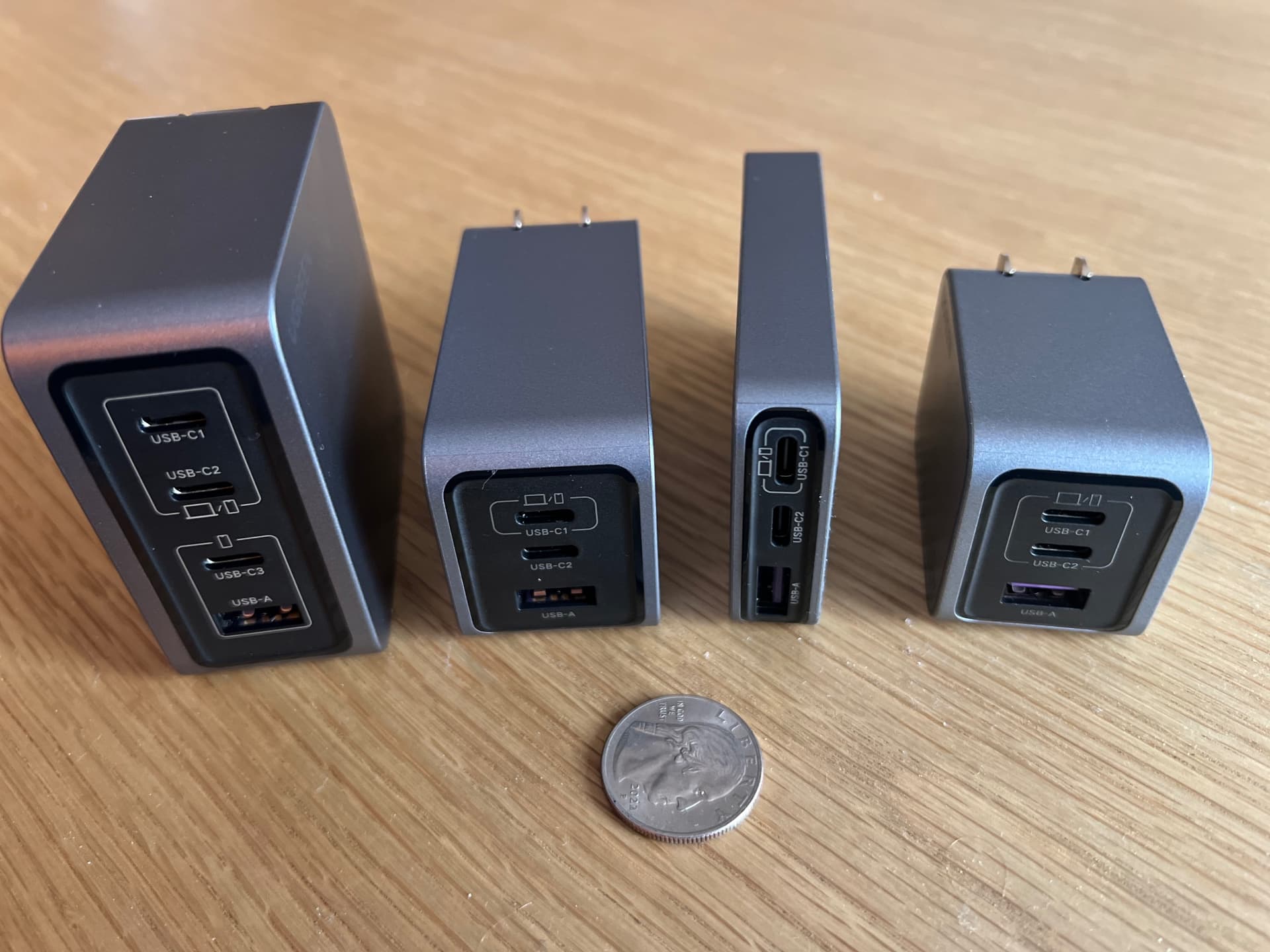 Ugreen Nexode Pro chargers with quarter coin