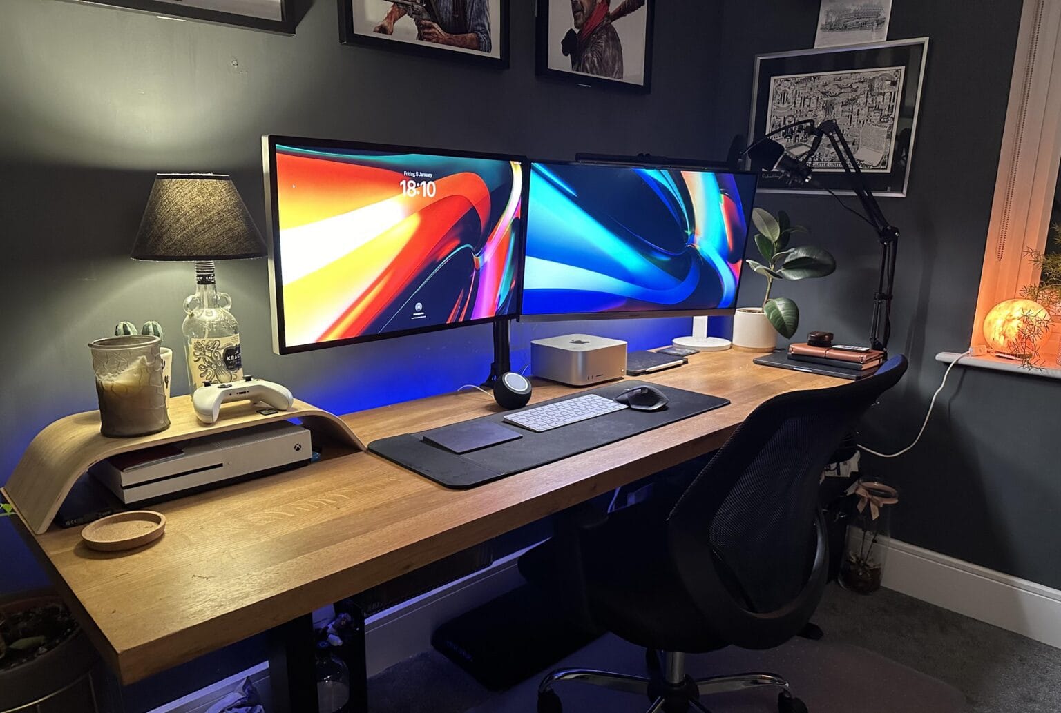 Mac Studio setup with 5K Studio Display and 4K Samsung monitor
