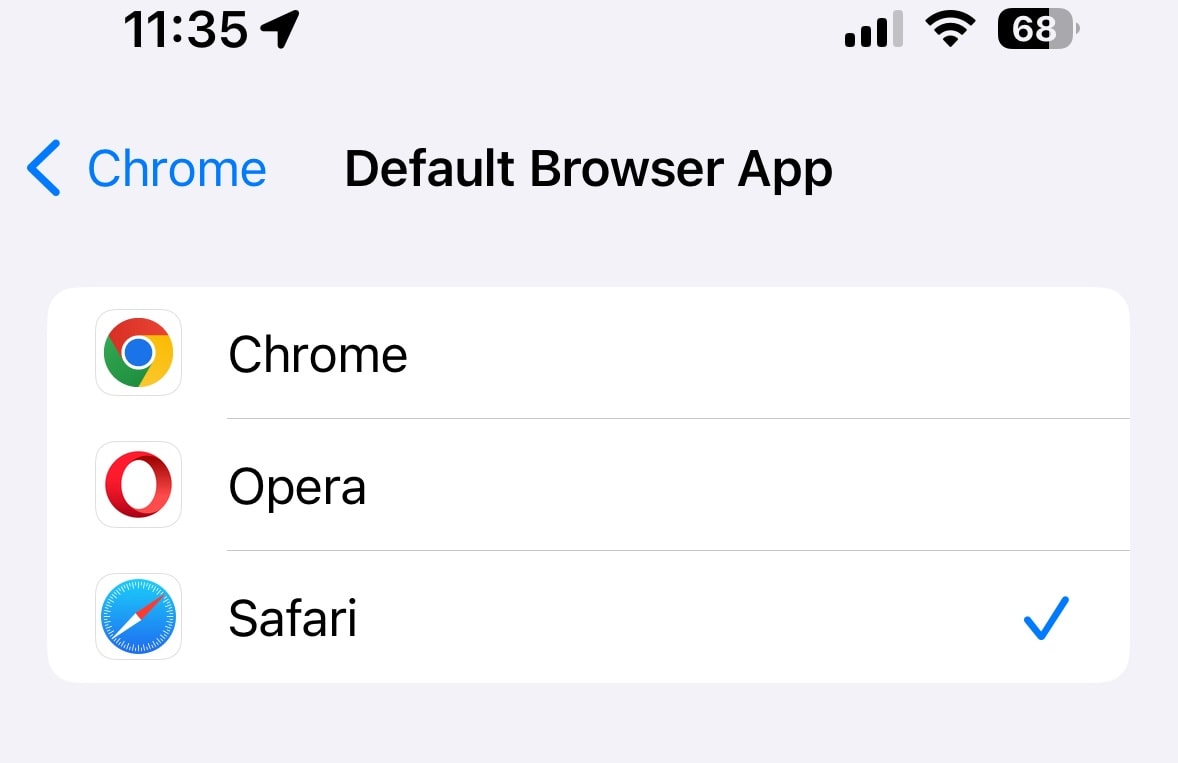 Screenshot of default browser screen in iOS.