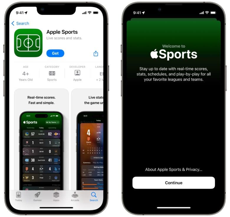 Download Apple Sports from App Store