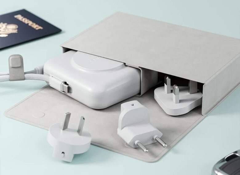 Journey Axie wall charger and power banks with international plugs and travel case