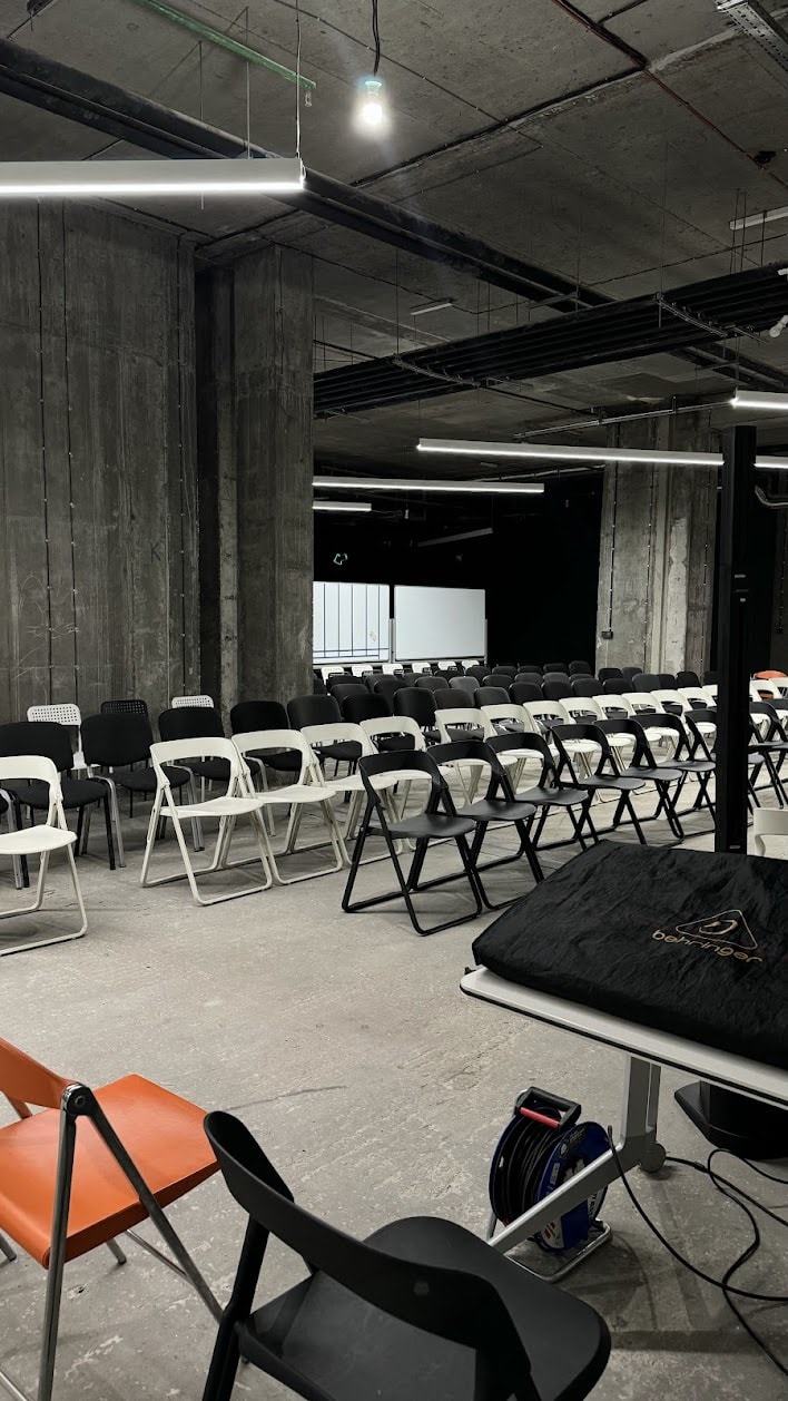 MacPaw Kyiv bomb shelter presentation area Presentation area of MacPaw's Kyiv bomb shelter