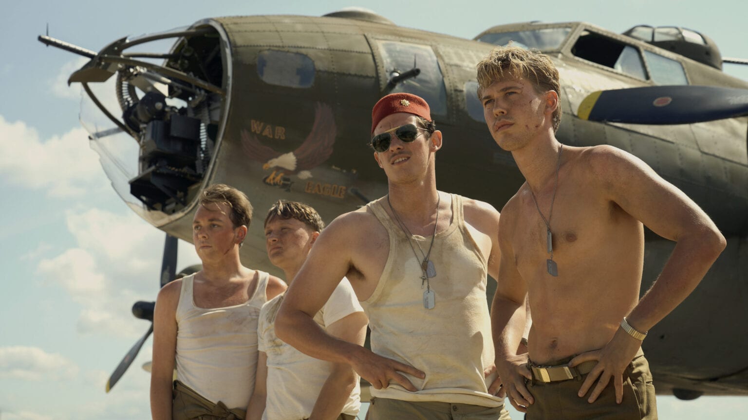 Austin Butler, right, appears in Masters of the Air on Apple TV+