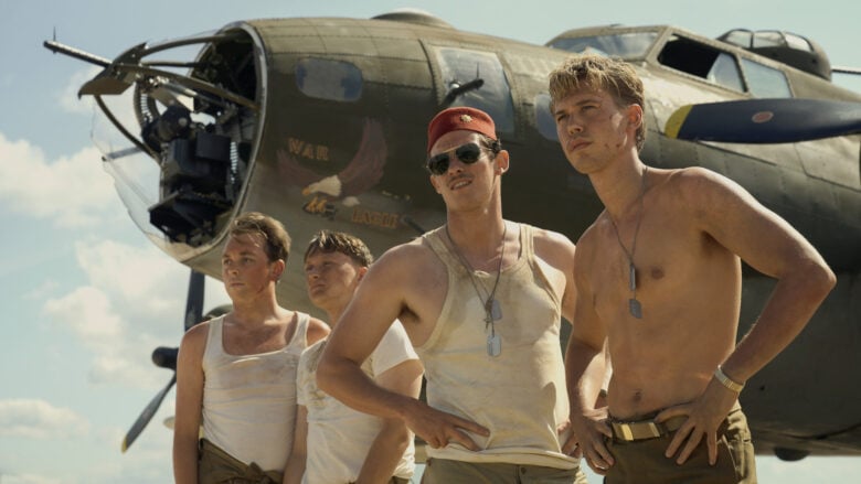 Austin Butler, right, appears in Masters of the Air on Apple TV+