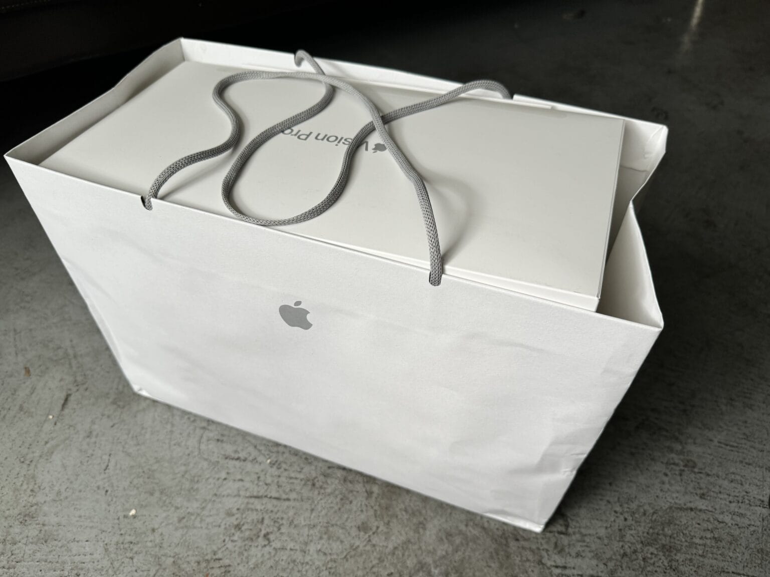 Apple Vision Pro box in a bag