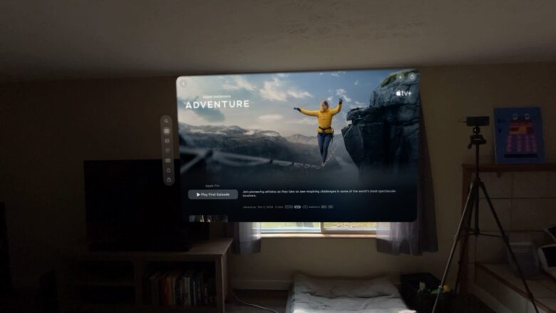 Apple TV app floating in a living room