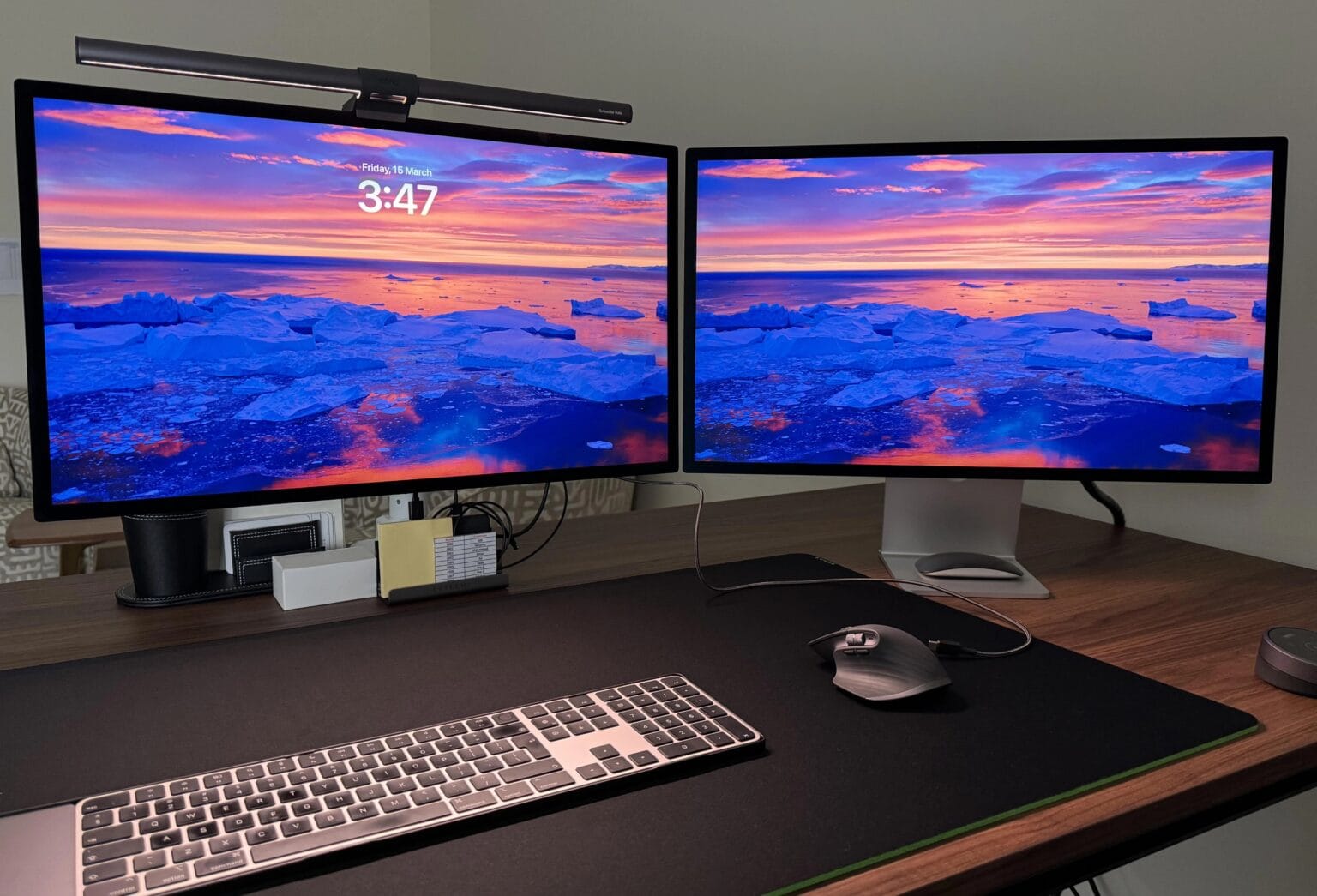 M2 Ultra Mac Studio setup with dual Studio Displays