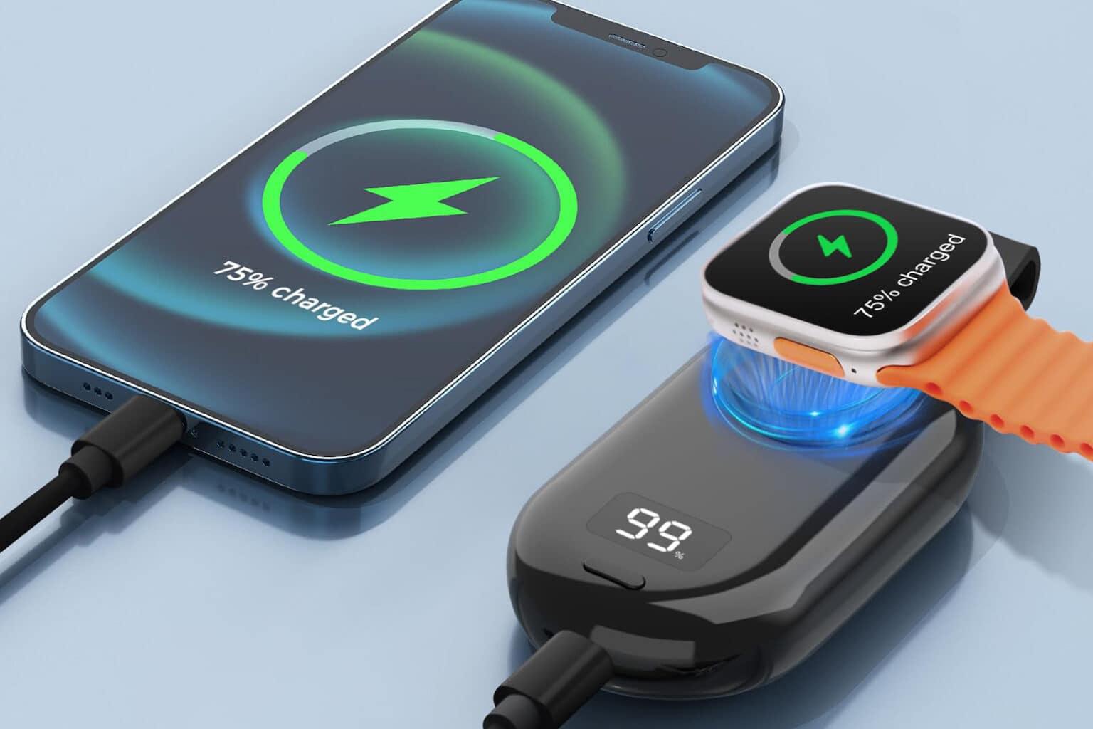 Charge your iPhone and Apple Watch on the go with this $16 2-in-1 wireless keychain charger.