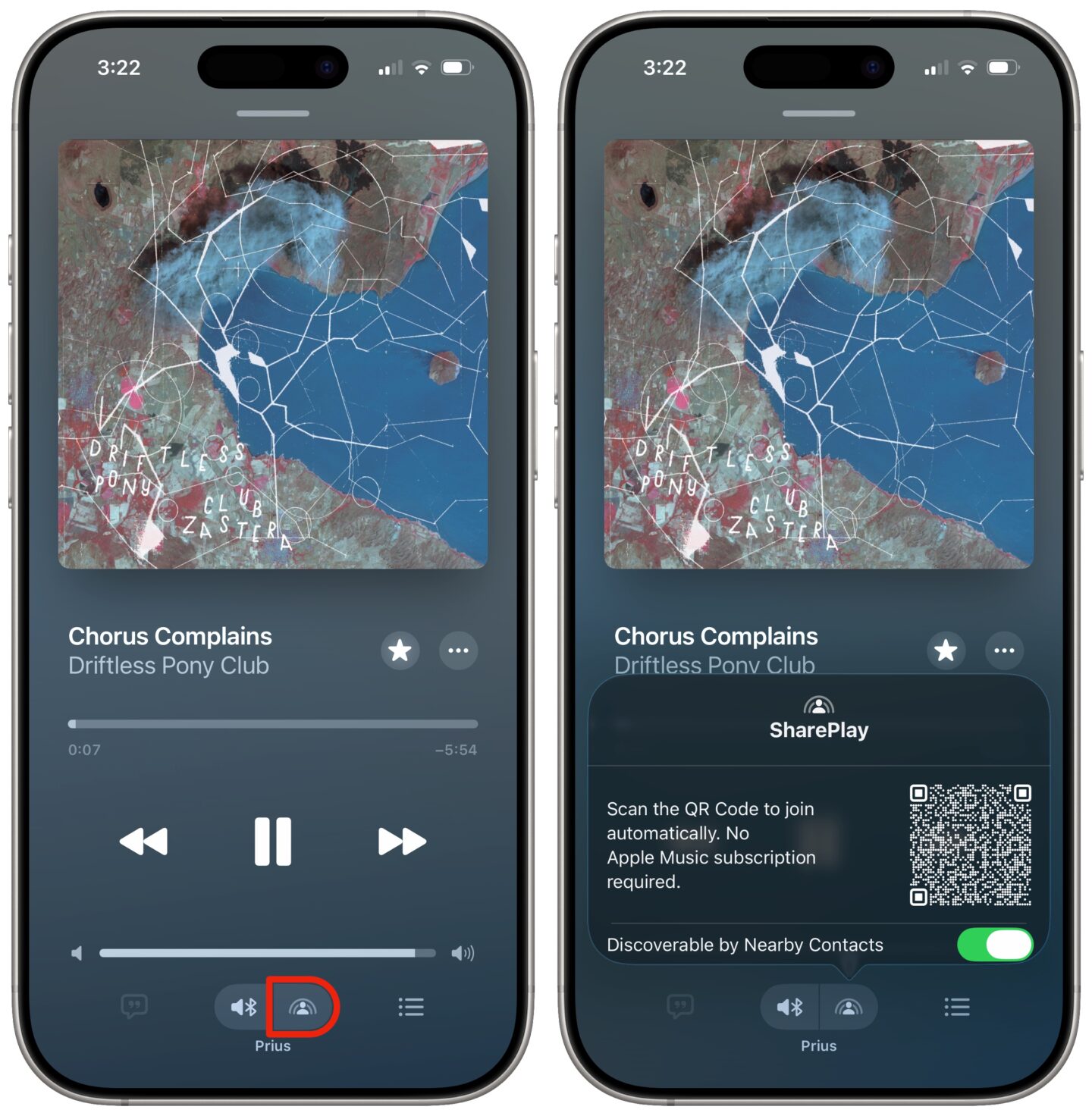 Apple Music SharePlay Starting SharePlay in Music from the Now Playing screen