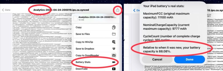 iPad Battery Health: Battery Stats Shortcut