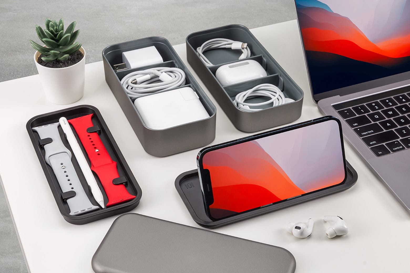 Function101 BentoStack is a bento-style Apple accessory organizer.