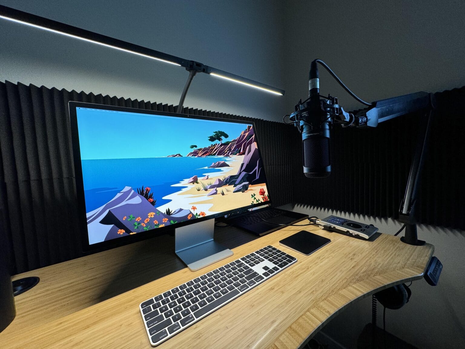 Pzloz LED Desk Lamp in M3 Max MacBook Pro and Studio display setup