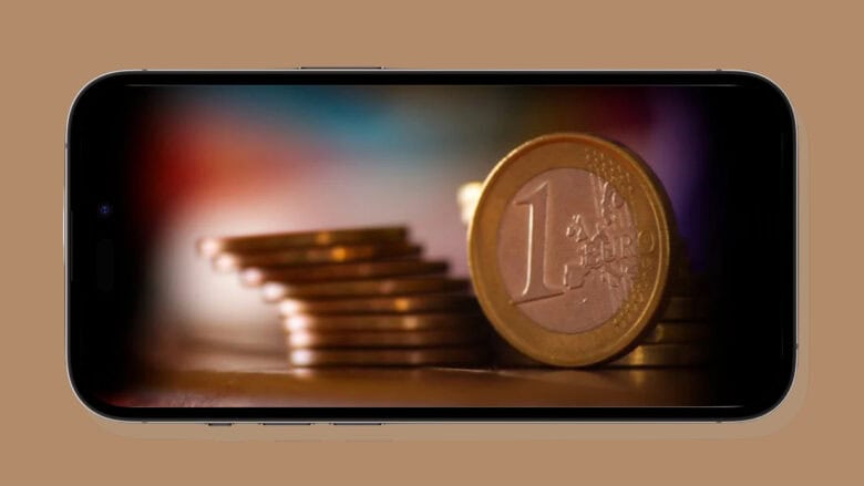 iPhone 15 with Euros