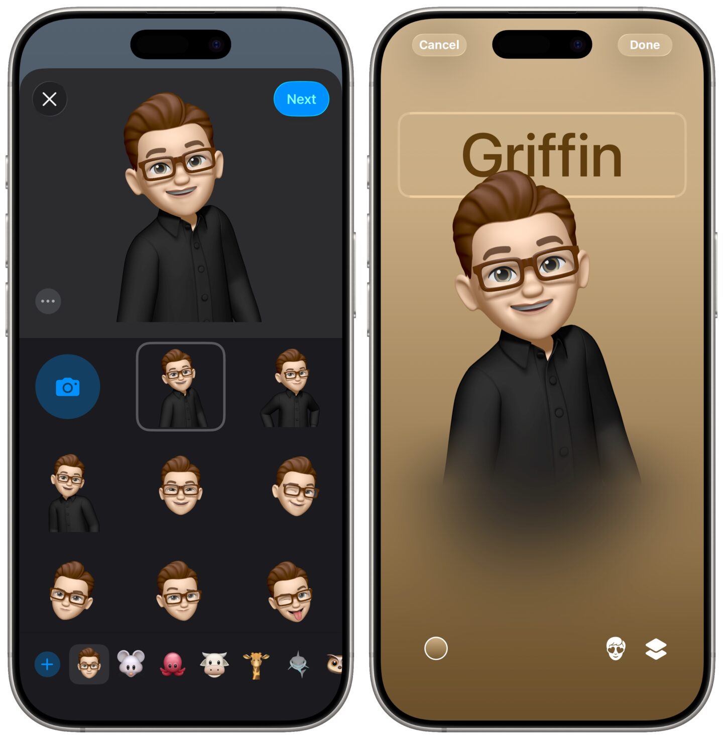 Memoji Contact Poster Choosing and editing a Memoji contact poster