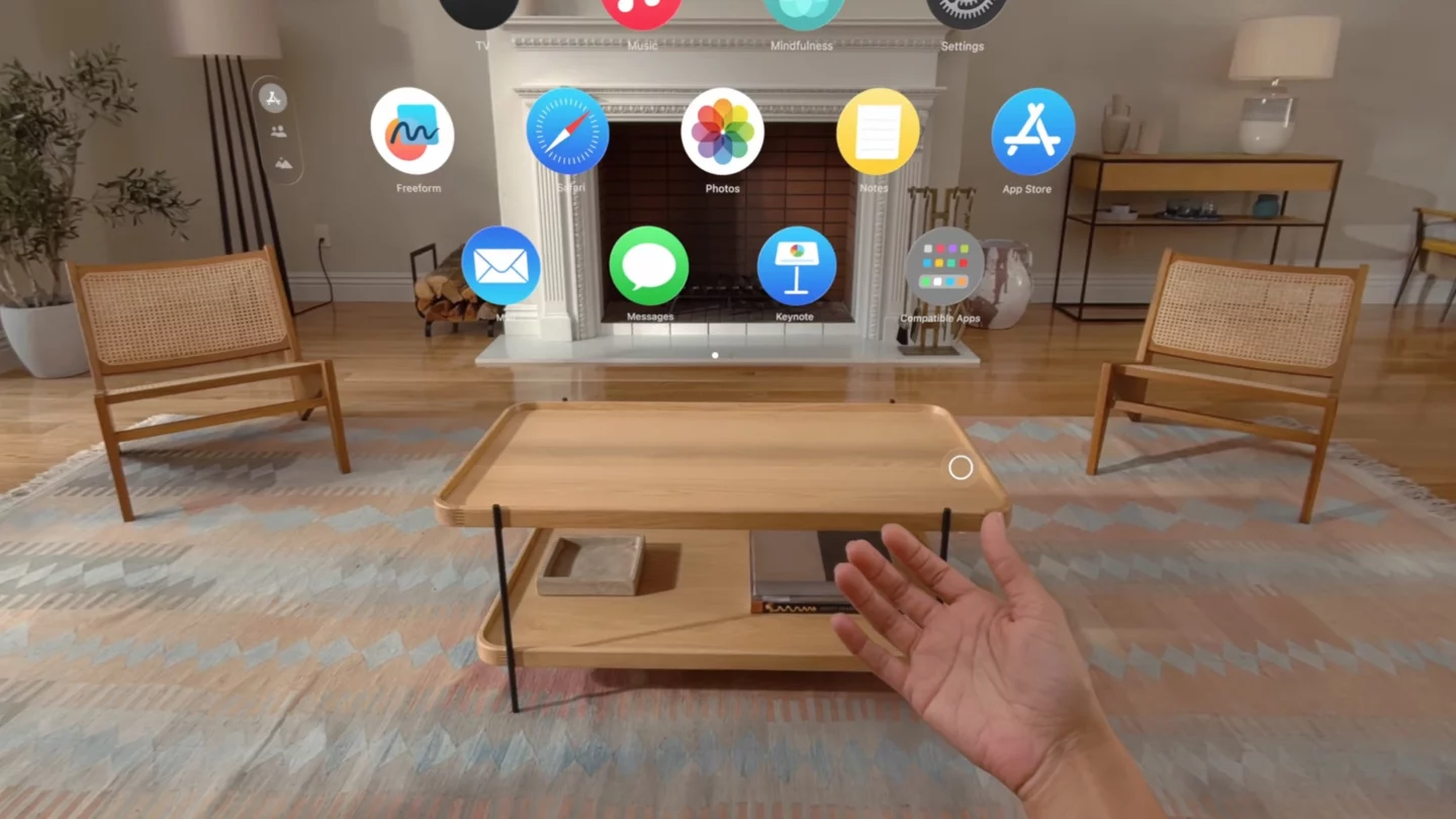 Screenshot The new hand gesture on Vision Pro