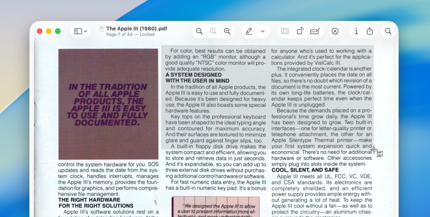 Capture Selected Portion Capturing a screenshot of a section of a PDF page.