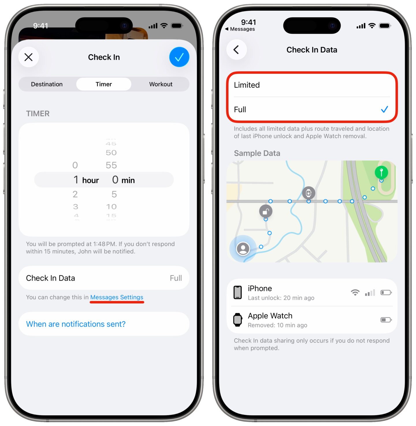 Editing how much check-in data to share