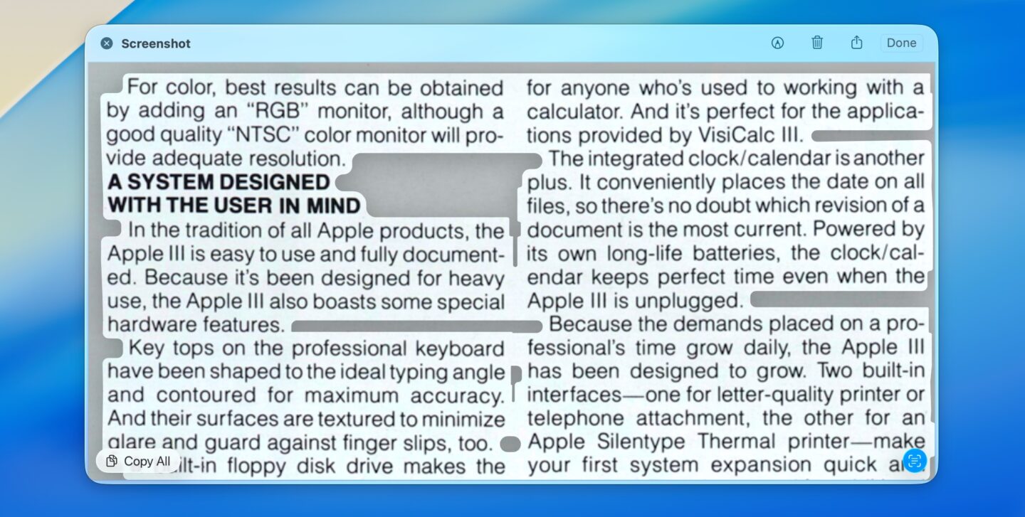 Live Text Screenshot Live Text on the same portion of text.