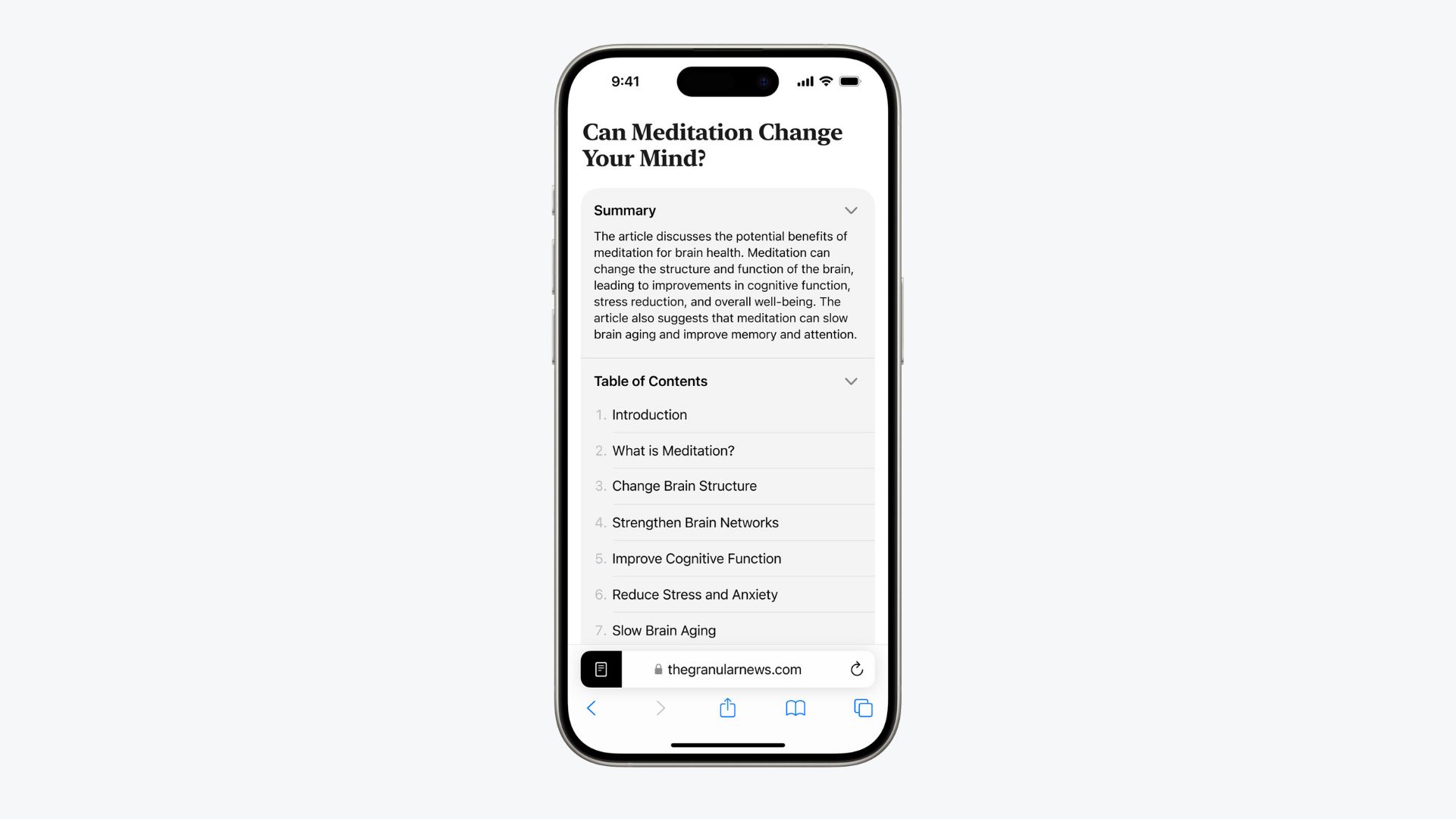 Reader mode in Safari in iOS 18 will show AI-generated summaries.