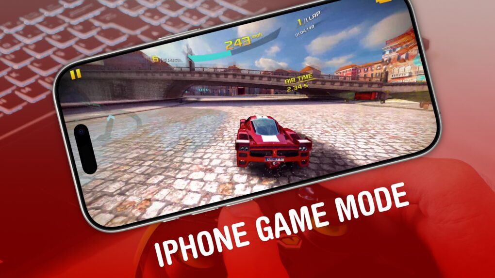 iPhone Game Mode graphic, showing a screenshot of 