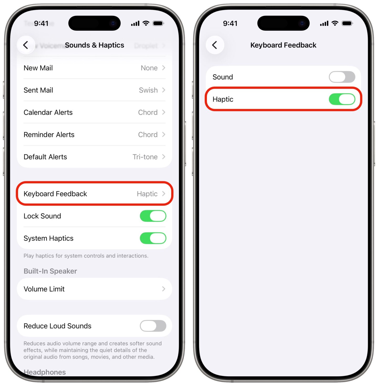 Enabling the Haptic Keyboard Feedback in Settings