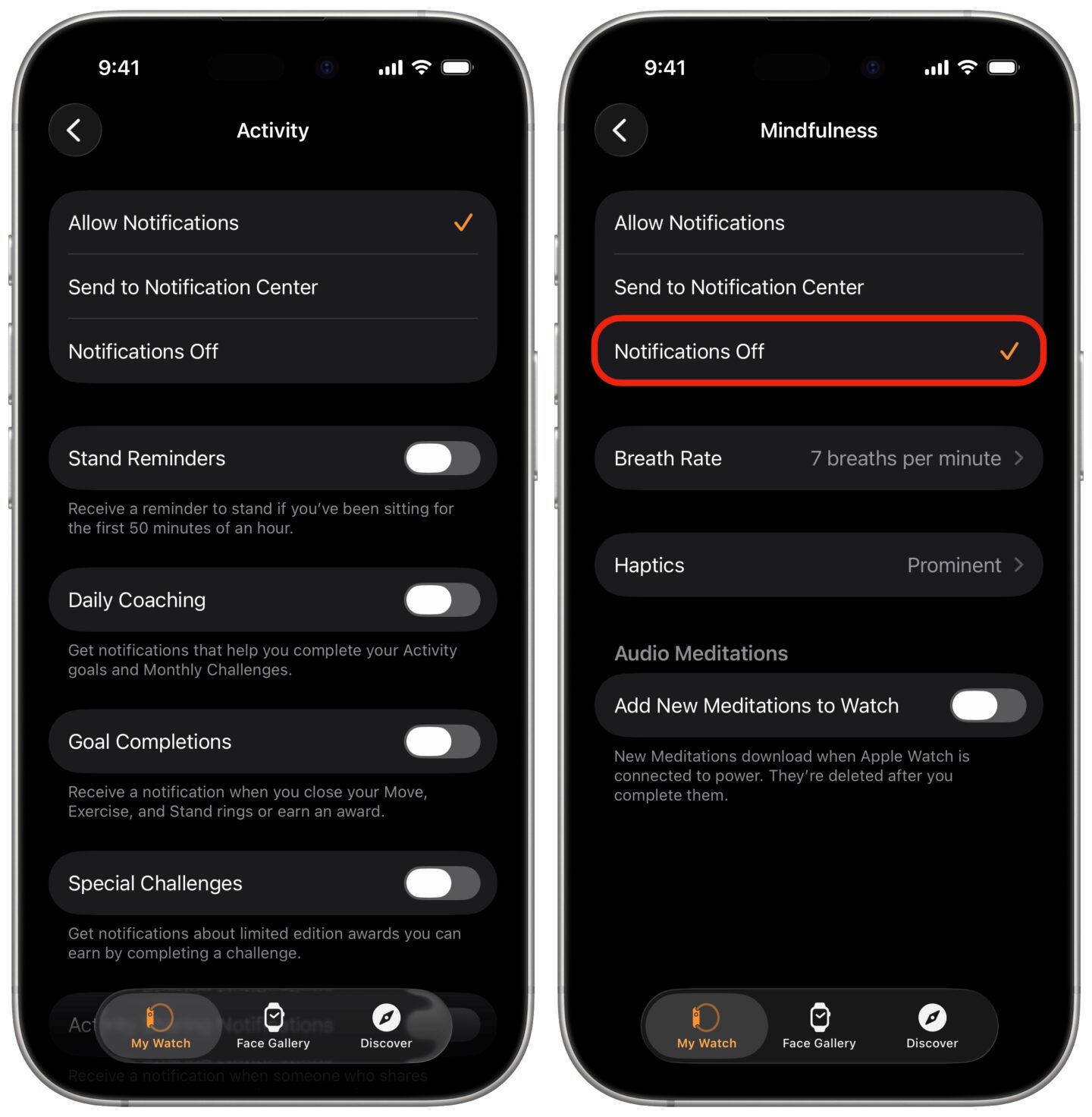 Apple Watch Activity Mindfulness Notifications Disabling notifications on Apple Watch