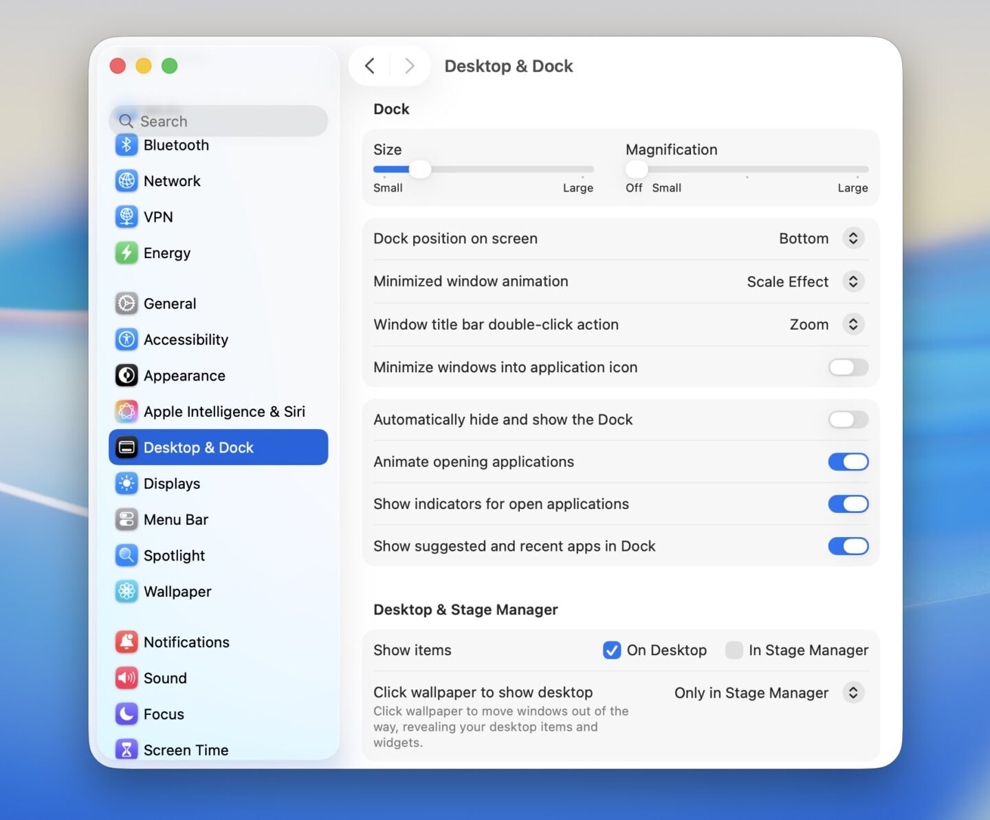 Mac Desktop & Dock settings