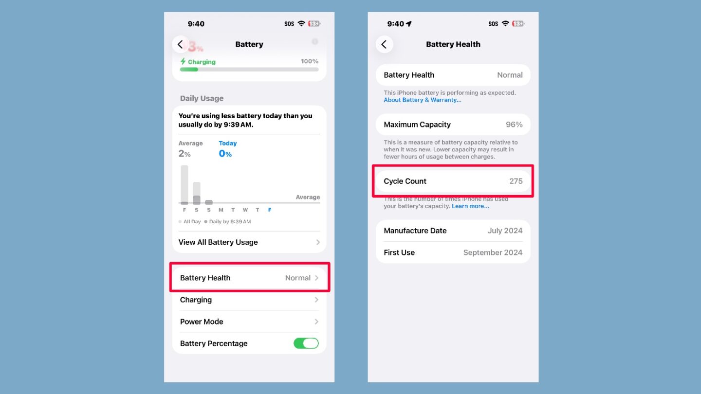 How to check your iPhone cycle count