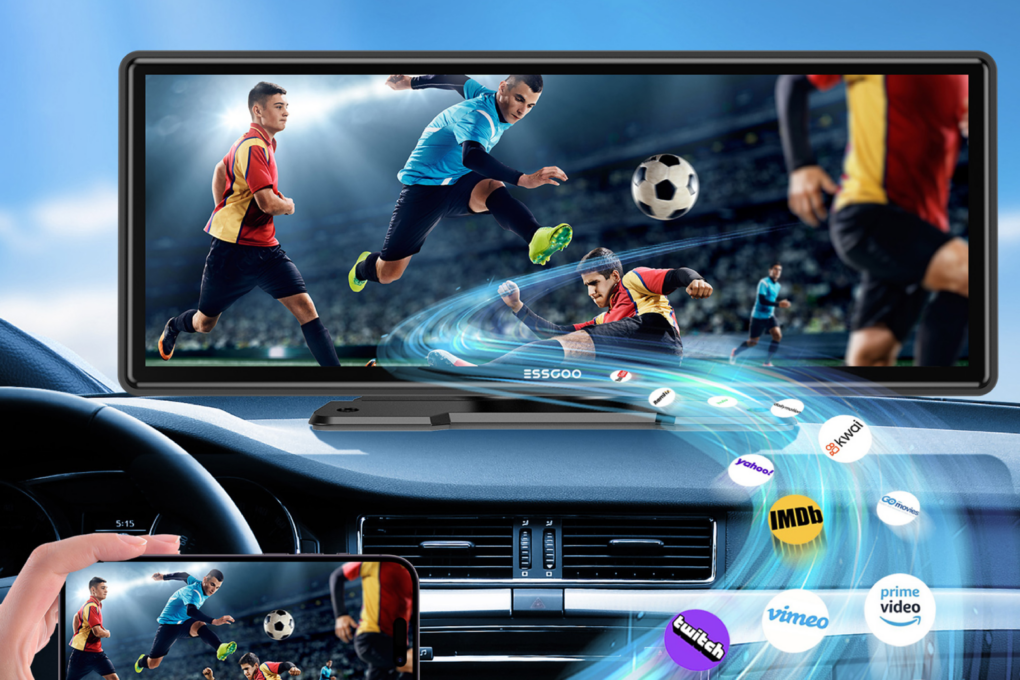 Product image of wireless CarPlay screen (works with Android Auto, too).