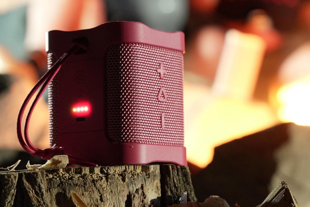 A red Skullcandy mini speaker