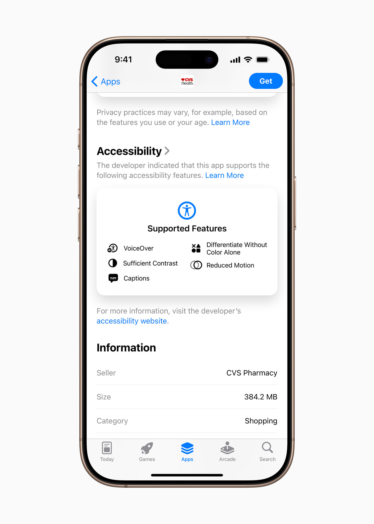 Apple accessibility features App Store Nutrition Labels CVS Health app_inline.jpg.large_2x Accessibility Nutrition Labels