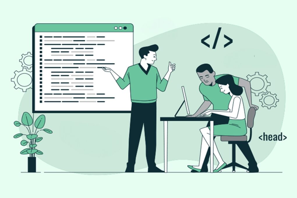 Drawing of person teaching generative AI courses