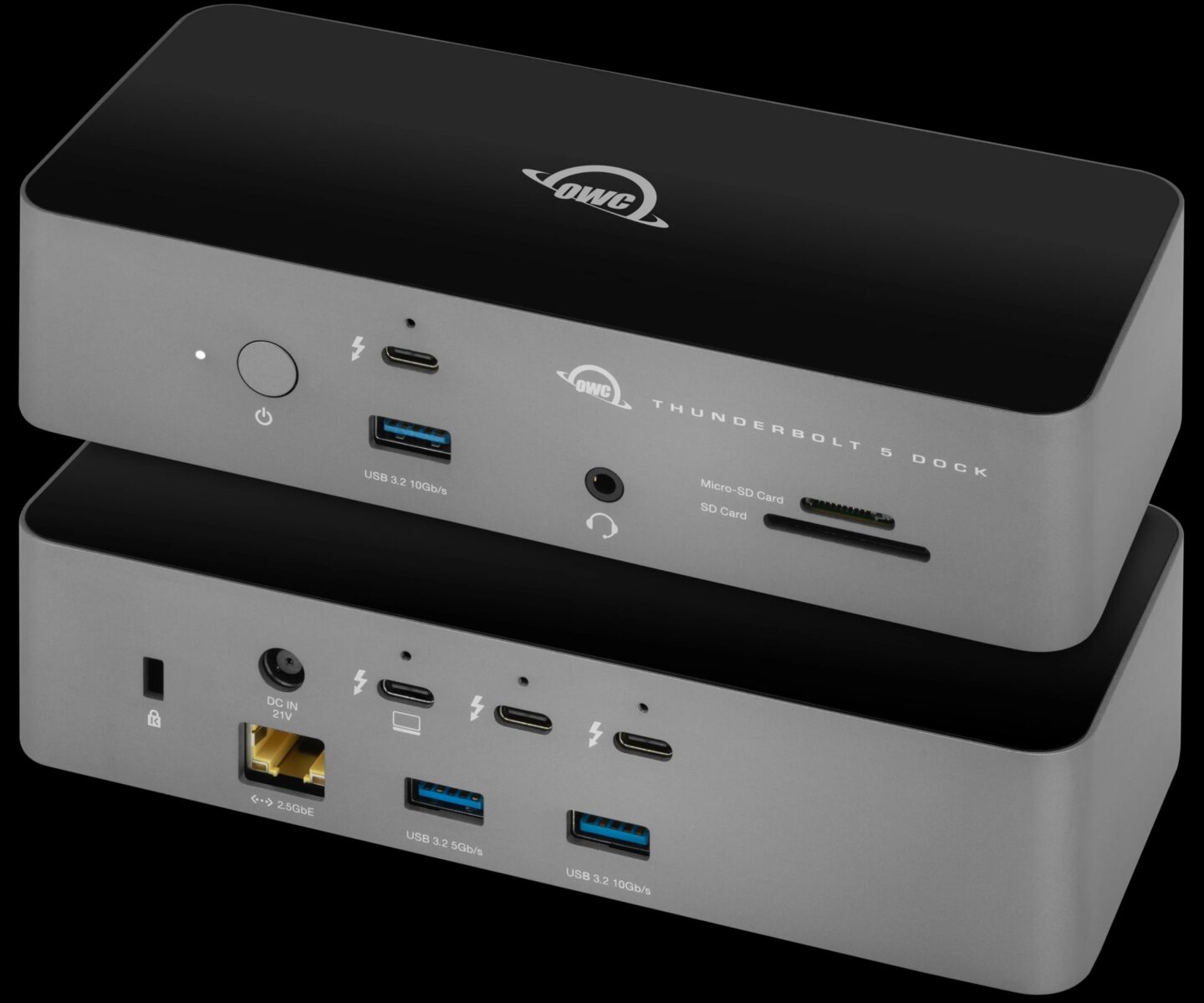 OWC Thunderbolt 5 Dock front and back OWC Thunderbolt 5 Dock front and back